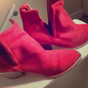Jeffrey Campbell red suede Booties